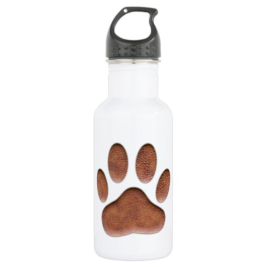 Ledertextiel Dog Paw Print Waterfles (Voorkant)