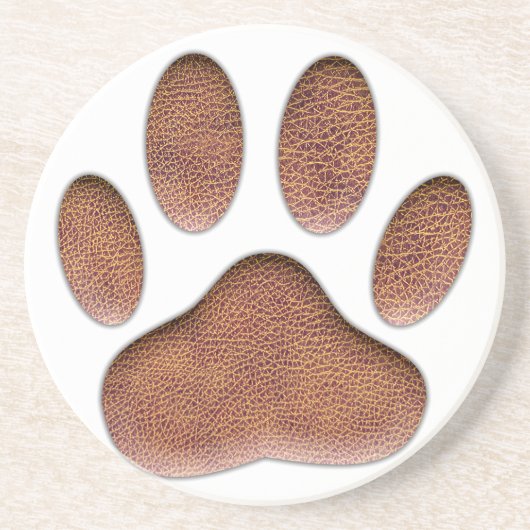 Ledertextiel Dog Paw Print Zandsteen Onderzetter (Voorkant)
