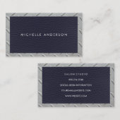 Ledertextiel | Metaalstalen grens Visitekaartje (Voorkant / Achterkant)