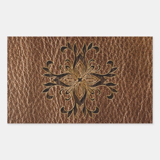 Ledervormige ster rechthoekige sticker (Voorkant)