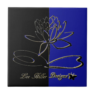 Lee Hiller Designs Accenten Zwart Goud Blauw Tegeltje