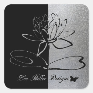 Lee Hiller Designs Logo Accenten Zwart & RVS Vierkante Sticker