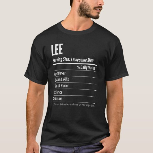 Lee Serving Maat Voeding Label Calorieën T-shirt (Voorkant)