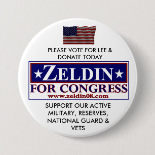 LEE ZELDIN VOOR CONGRESS RONDE BUTTON 7,6 CM