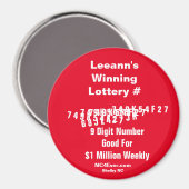 Leeann's Winning Lottery Number Magnet (Recto/Verso)