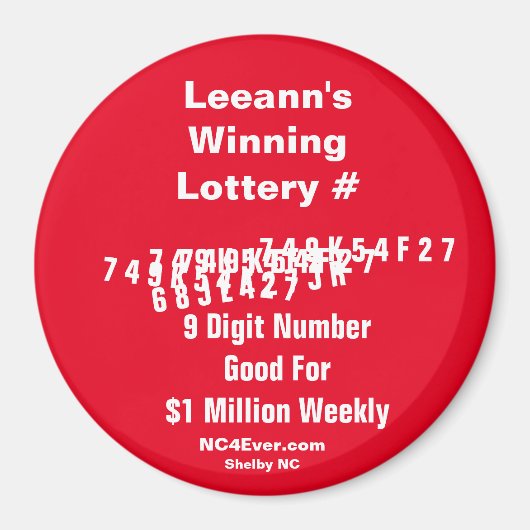Leeann's Winning Lottery Number Magnet (Devant)