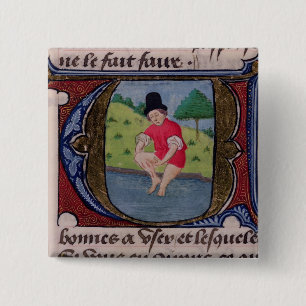 Leeching uit de "Traite de Medecine" Vierkante Button 5,1 Cm