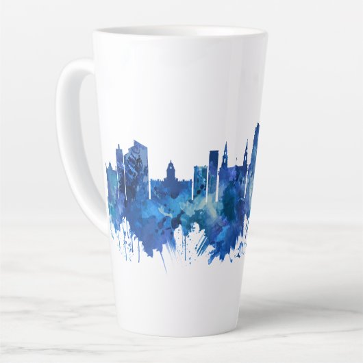 Leeds England Skyline Blue Latte Mok (Linkerhoek)