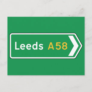 Leeds, UK Road Sign Briefkaart