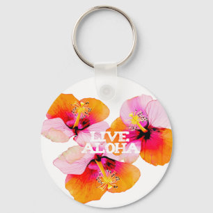 Leef Aloha Hibiscus Bloemige Tropische Bloemen Haw Sleutelhanger