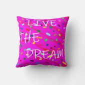 Leef de droom roze witte kleine tekst woorden prac kussen (Achterkant)