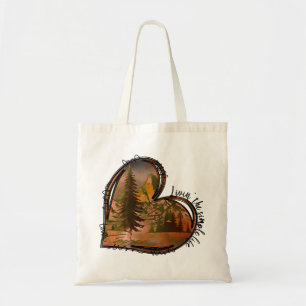 Leef de eenvoudige leven hart Natuur Tote Bag