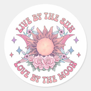 Leef door de zon liefde door de maan ronde sticker