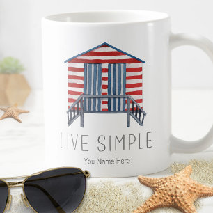 Leef Eenvoudige Quote Zeevaart Zomer Strandhut Cab Koffiemok