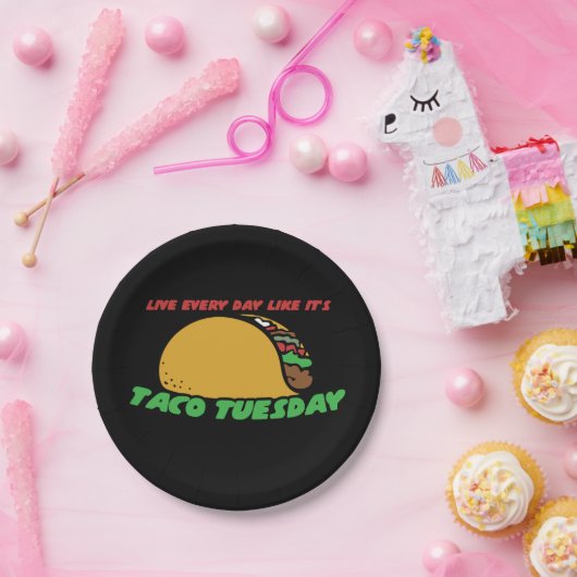 Leef elke dag alsof het taco is. papieren bordje (Feest)
