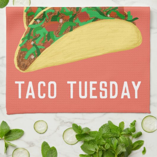 Leef elke dag alsof het TACO TUESDAY rood is Theedoek (Gevouwen)