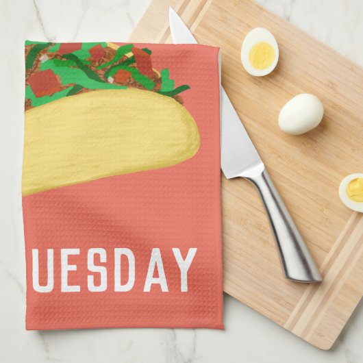 Leef elke dag alsof het TACO TUESDAY rood is Theedoek (Quarter Fold)