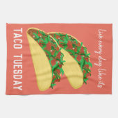 Leef elke dag alsof het TACO TUESDAY rood is Theedoek (Horizontaal)