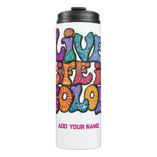 Leef het Leven in Kleur Retro 70s Psychedelische P Thermosbeker