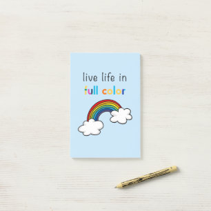 Leef het leven in volle kleuren regenboog post-it® notes