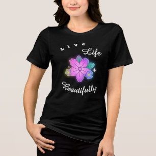 Leef het Leven Mooi Bloemige Gloed Inspirerend Tri-Blend Shirt