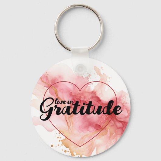 Leef in dankbaarheid roze inkt sleutelhanger (Achterkant)