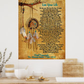 "Leef je leven" van Chief Tecumseh Dreamweaver Poster (Keuken)