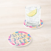 Leef je leven zandsteen onderzetter (Zijkant)