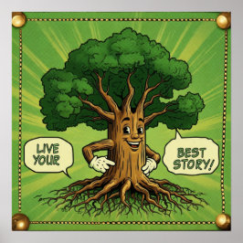 Leef je mooiste verhaal! - Comic Motivatie Tree Poster