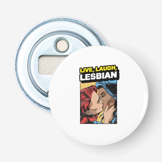 Leef Lach Lesbisch Button Flesopener (Voorkant)
