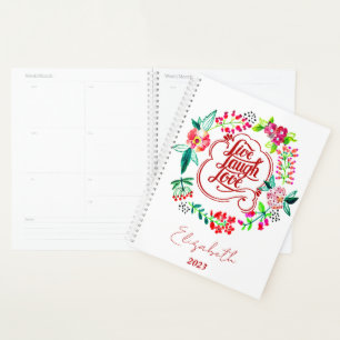 Leef lach lief bloemige gepersonaliseerde planner