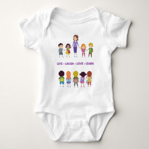 Leef Lach Lief Leer School Leraar Baby Shower Romper
