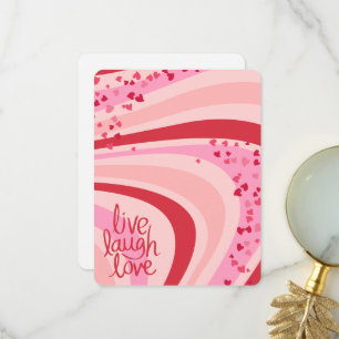 Leef, Lach, Liefde Retro Hart Wave, Platte Notecar Bedankkaart