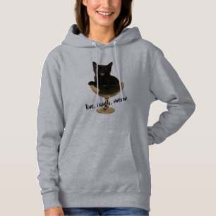 Leef Lach Miauw - Grappige Zwarte Kat Hoodie
