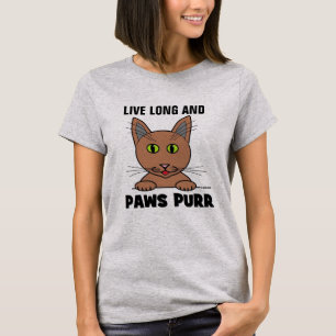 Leef Lang en POOTJES SNOR Grappige Kat T-shirt