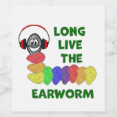LEEF LANG HET AARWORM MET regenboogoren Wijn Etiket (Enkel label)