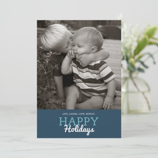 Leef, Laugh, Love, Herhaal. Vakantiekaart | 5 x 7 Feestdagenkaart (Staand voorkant)