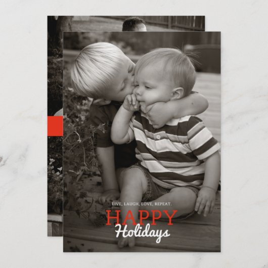 Leef, Laugh, Love, Herhaal. Vakantiekaart | 5 x 7 Feestdagenkaart (Voorkant / Achterkant)