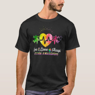 Leef Lief Aanvaard Autisme Bewustzijn Tie Dye Auti T-shirt