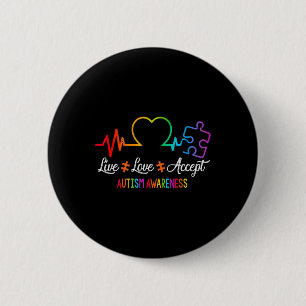 Leef Lief Aanvaard Autisme Bewustzijn Tie Dye Puzz Ronde Button 5,7 Cm