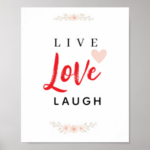 Leef Lief Lach Bloem Typografie Poster