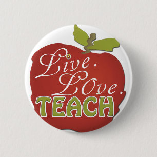 Leef. Liefde. Teach Leererlenwaardingspijn Ronde Button 5,7 Cm