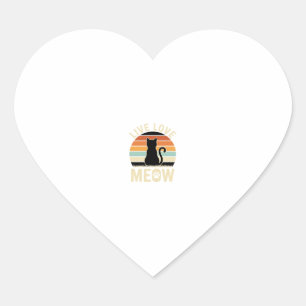 Leef Liever Meow Vintage Kat Zonsondergang Design_ Hart Sticker