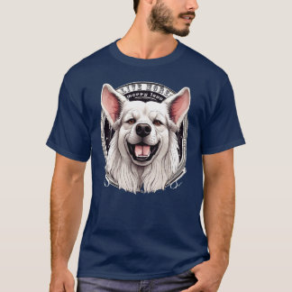 "Leef meer zorgen minder - grillige hond T-shirt