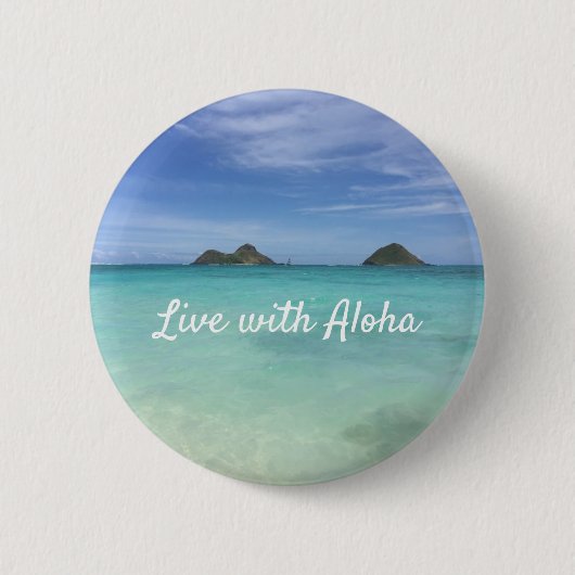 Leef met Aloha Hawaii Ronde Button 5,7 Cm (Voorkant)