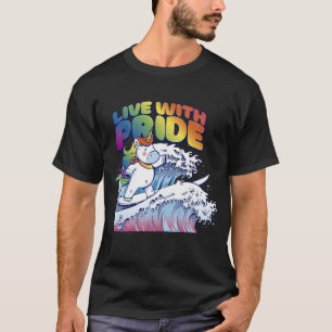 Leef met Pride Eenhoorn Surfen T-shirt