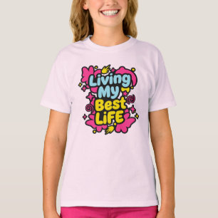 Leef mijn beste leven kleurrijke pop art graphics t-shirt