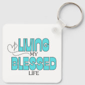 Leef mijn gezegende leven Aqua Blue Sleutelhanger (Achterkant)