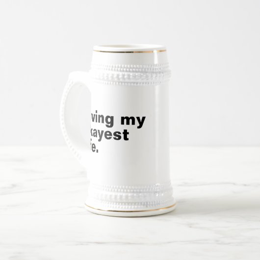 Leef mijn leukste leven. Grappig basic text design Bierpul (Voorkant links)