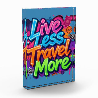 Leef Minder Reis Meer Neon Graffiti Reis Quote Fotoblokken